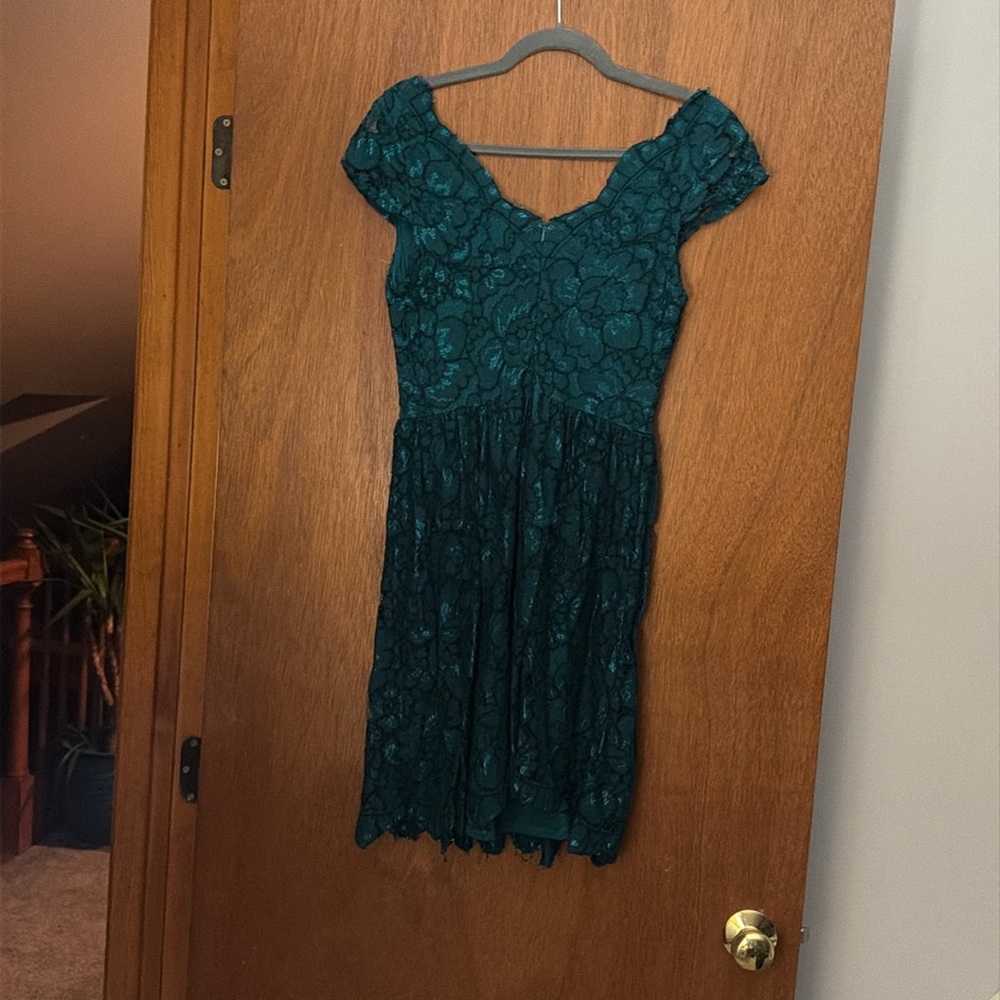 Betsey Johnson Teal Lace Midi Dress